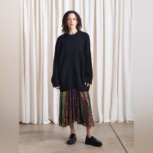 Ali Golden - Oversized Cable Sweater - Black XS/S